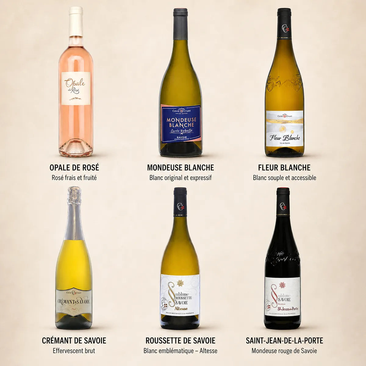 Composition du pack avec les 6 bouteilles