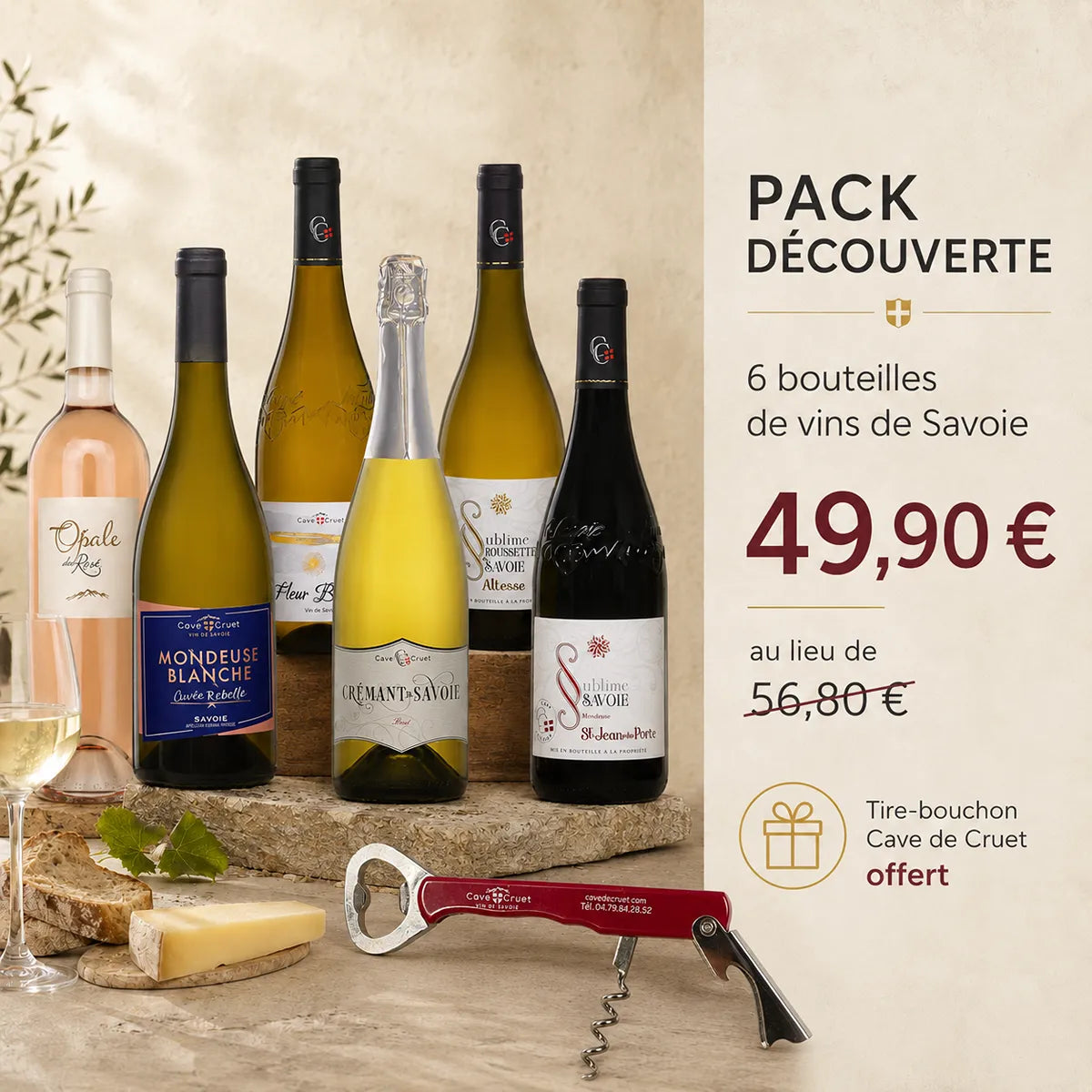 Pack découverte à 49,90 € avec tire-bouchon